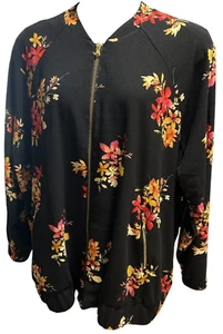 Ava & Viv Raglan Sleeve Lined Zip Jacket Black/Multi Size 3X - Picture 1 of 15