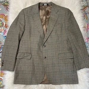 Jos A Bank cappotto sportivo uomo 43R misto lana seta blazer pied de poule marrone a quadri - Foto 1 di 8