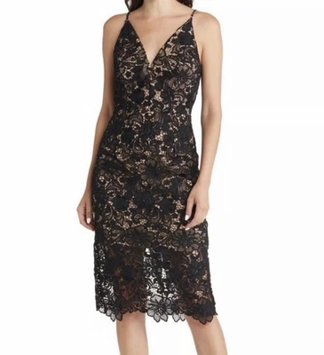 Vestido The Population Aurora Encaje Vaina Negro Mujer Grande Foto 1 de 3