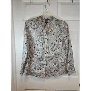 Women's sz 18 Talbots Black Grey White Long Sleeved Button Down Shirt - Picture 1 of 6