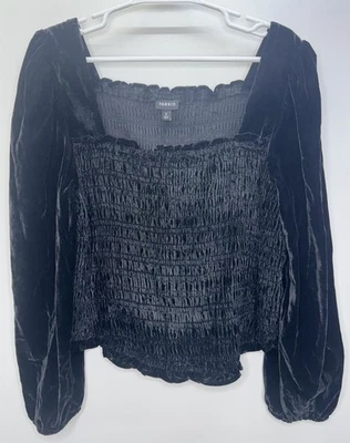 Top Torrid Calado Terciopelo Negro Manga Abullonada Cuello Cuadrado 2X Gótico Bruja Pirata Foto 1 de 4