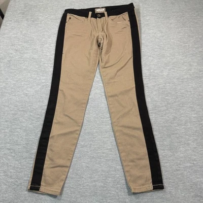 娃娃屋裤子女式9棕褐色黑色紧身拼色侧条纹弹力 — 第 1/4 张图片