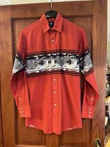 Panhandle Slim Men’s Western Long Sleeve Shirt Pearl Snaps Size S Red - Picture 1 of 8
