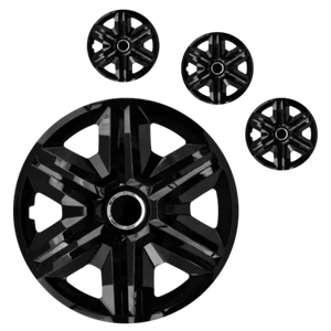 4x Wheel Trims Hubcaps Universal 16" Wheel Cover Hub Caps Trim 16 Inch BLACK FAS - Picture 1 of 2