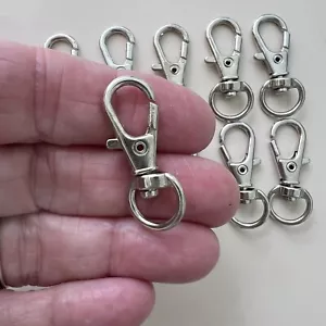 25 Small Metal Lanyard SWIVEL CLIPS Clasps for Crafts 1 1/4" Little Lobster Claw - Picture 1 of 4