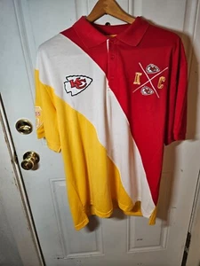 Kansas City Chiefs Polo Shirt Mens XL Yellow White Red Embroidered NFL KC - Picture 1 of 9