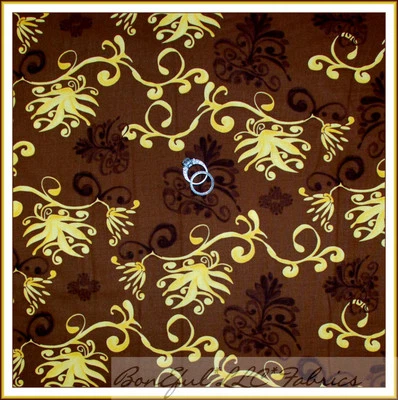 Edredón de tela BonEful de algodón marrón oro amarillo flor calicó acción de gracias 1 chatarra Foto 1 de 4