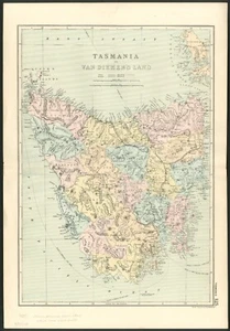 1891 Mapa de la tierra de Tasmania/Van Diemen, impreso por Bacon's - Imagen 1 de 1