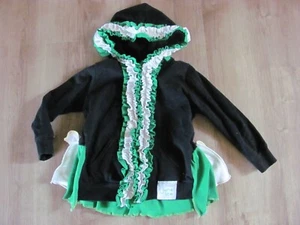 Adorable Girls 6T Black green white Ruffle Zip-up Hoodie VGUC St. Patty's Day - Imagen 1 de 2