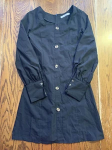Cat Girl Black Zip Up Dress W/ Buttons In Front / Measurements In Pictures - Picture 1 of 8