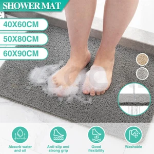 Shower Mat Rug Anti Slip Loofah Bathroom Bath Mat Carpet Water Drains Non Slip - Picture 1 of 18
