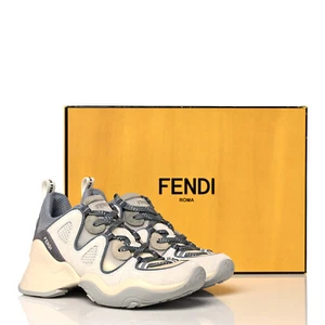 EUC FENDI FFluid Low-Top chunky Sneakers suede mesh cement milk white EU 38 US 8 - Picture 1 of 21