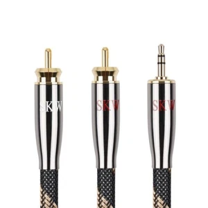 Cable de audio SKW Audiophile cobre de ultra alta pureza de 3,5 mm a 2 RCA 3,2 pies 1 M - Imagen 1 de 6