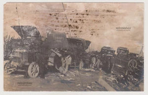 Attacked Column of Austro-Hungarian Army in WW1 Damaged Trucks Armored Vehicles - Picture 1 of 8