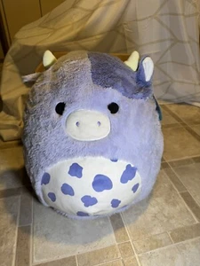 Squishmallows Bubba The Fuzzy Purple Cow Fuzzamallow Squishmallow Plush - Imagen 1 de 9