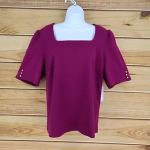 Liz Claiborne Short Sleeve Blouse Shirt Womens Sz 1X Purple Square Neck NWT $45 - Picture 1 of 9
