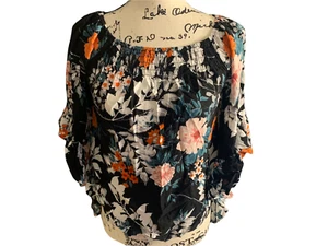 Unique Spectrum Boho Peasant Tunic Blouse Floral Print Size S - Picture 1 of 3