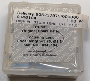 NEW TRUMPF 0346104 HIGH PRESSURE FOCUSING LENS - Focal Length 3.75'' - D 1,5 " - Picture 1 of 3