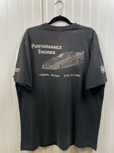 Vintage 90s Drag Racing Tshirt Mens XL Sun Faded Black Atchinson Machine Service - Picture 1 of 11