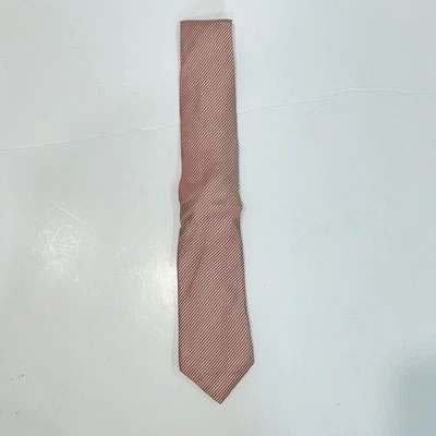 Corbata Moschino Cuello Hombre Rosa Beige Rayas Seda Ligera Diseñador Formal Foto 1 de 4