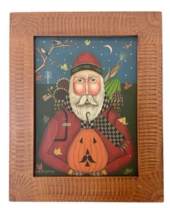 Mary Fpropper Original Painting Harvest Santa Rare Signed Dated ‘96 Wood Framed - Picture 1 of 18