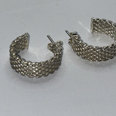 Pendientes de aros de malla Somerset de plata 925 Tiffany & Co Foto 1 de 4