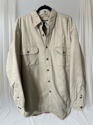 VTG Wolverine Fleece Lined Beige Khaki L/S Button Up Shirt Jacket - Men's XL - Image 1 of 4