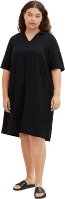Vestido polo de lino talla grande para mujer TOM TAILOR, negro. 22 Reino Unido (50 UE) Foto 1 de 4