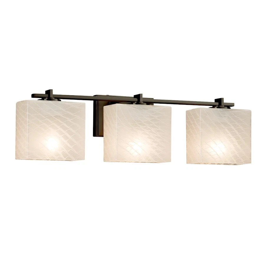 Justice Design Fusion Era 3-Light Vanity, Bronze/Weave - FSN-8443-55-WEVE-DBRZ - Image 1 of 1