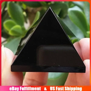 Natural Black Obsidian Quartz Crystal Pyramid Chakra Orgone Energy Tower Healing - Picture 1 of 20