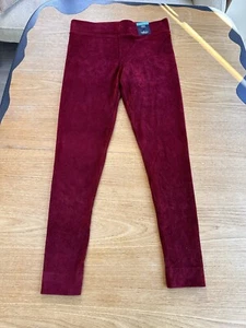 M&S UK 14 L long burgandy red courdouroy leggings BNWT - Picture 1 of 3