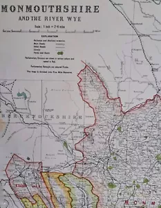 Mapa grande del condado de Monmouthshire 1922. 101 años de antigüedad. Gales. Newport, Pontypool. - Imagen 1 de 6