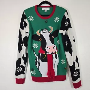 Jolly Sweaters Women Medium Knit Sweater Pullover Cow Ugly Christmas Acrylic - Picture 1 of 8