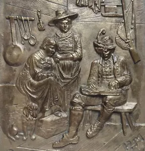 Antique Victorian Family Bronze Plaque by Roman Bronze Works - Picture 1 of 12