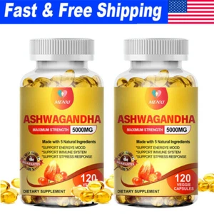 2×Organic Ashwagandha with Black Pepper Root Powder, Natural Anti-Anxiety Relief - Picture 1 of 9