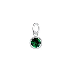 5mm Round Crystal Silver Pendant - Emerald - 925 Sterling Silver Women's Jewelry - Picture 1 of 1