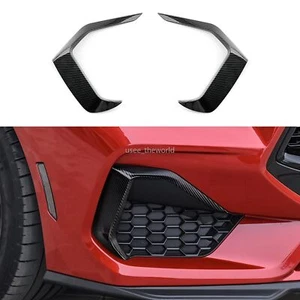 2pcs Carbon Fiber Front Bumper Grille Cover Trim For Ford Mustang GT 2024 2025 - Picture 1 of 14