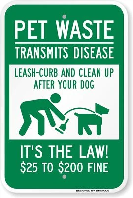 Letreros de metal de hojalata Unopler residuos de mascotas transmiten enfermedades, limpia después de tu perro Foto 1 de 3