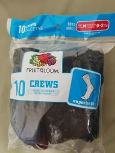New Boys Fruit Of The Loom 10 Pk. Crew Socks. - Picture 1 of 2