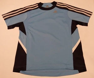 Maglietta da corsa bambini Adidas Climalite maniche corte blu chiaro camicia da corsa taglia 140 top - Foto 1 di 3