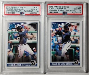 2018 Ronald Acuna Jr Donruss Wrapper Redemption Variation + Base Rookie PSA 10 - Bild 1 von 1