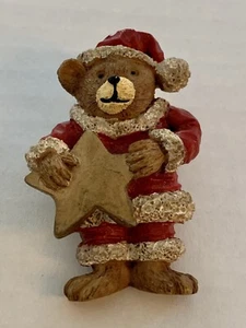 Brown 2 1/4" Bear Wearing Santa Suit with a Star Pin/Brooch - Picture 1 of 2