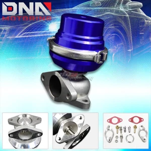 EXTERNAL 35/38MM TURBO MANIFOLD V-BAND BLUE WASTEGATE EXHAUST+8 PSI SPRING - Picture 1 of 4