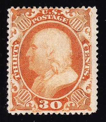 US 38 30c Franklin Mint w/ PF Cert VF OG H SCV $2150 - Image 1 of 3