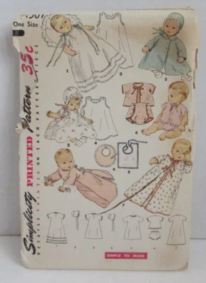 VINTAGE 50's Simplicity #4507 Infant's Layette Set Clothing Sz OSFA - UNCUT - Image 1 of 2