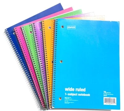 Staples Wire Binding 1-Subject Notebooks 70 Sheets 6-Pack Assorted - Image 1 of 4