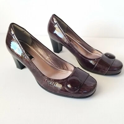 Ecco Hanna Botón Tacón Mujer 8/39 Marrón Mármol Charol Puntera Redonda Foto 1 de 4