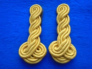 PAIR BRITISH MILITARY GOLD TRIPLE TWIST EPAULETTE SHOULDER BOARDS & STRAP FIXING - Picture 1 of 4