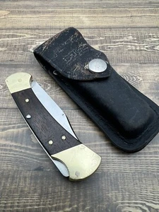 BUCK USA 112 RANGER LOCKBACK FOLDING POCKET KNIFE/SHEATH '74-80 2 DOT Vtg - Picture 1 of 10