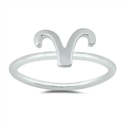 Anillo Zodiaco Aries Plata de Ley 925 Pulida Altura 8 mm Tallas 4 - 10 Foto 1 de 1